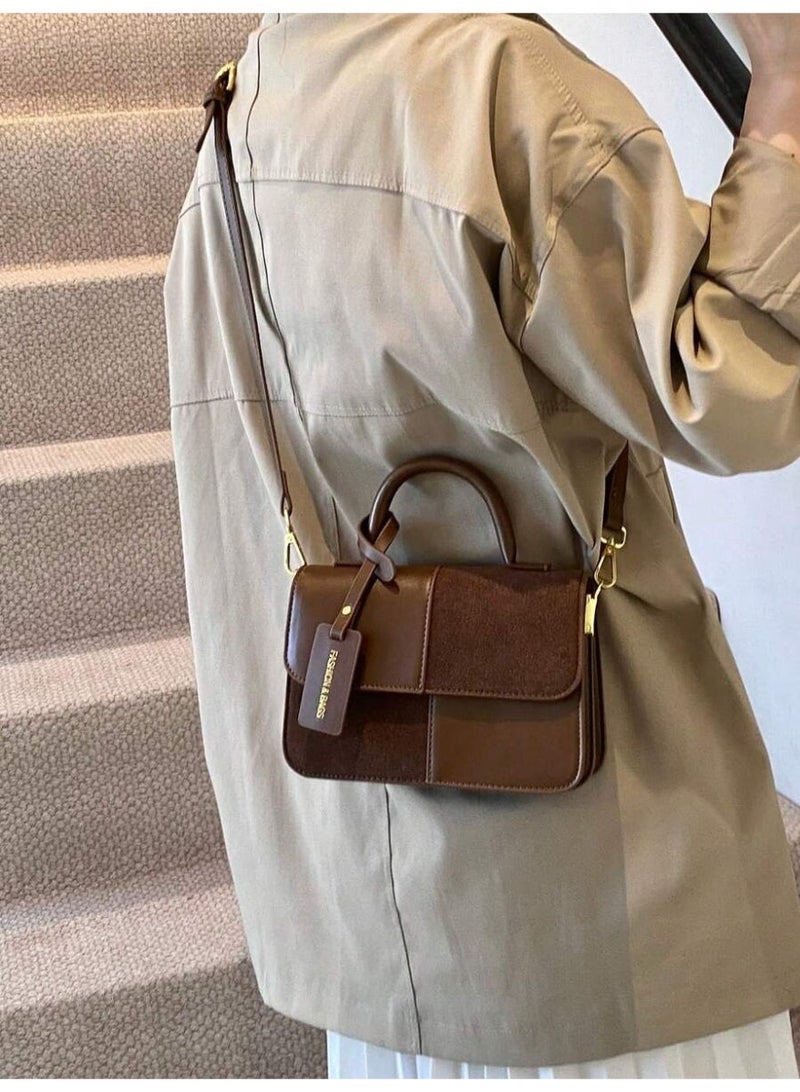 Women’s Vintage Brown Handbag – Classic Top Handle & Crossbody Bag with Structured Design - Image 2